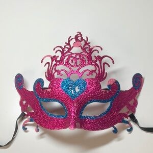 Elegant Pink and Blue Glitter Face Masquerade Mask